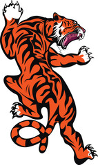 Dynamic Aggressive Tiger Icons – Colored Hand-Drawn Sketch