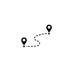 Navigation route with pins and dotted line in simple design  
