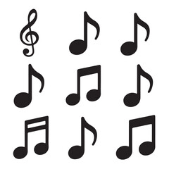 Fototapeta na wymiar A vector illustration of a set of music notes with various musical symbols, perfect for designs related to sound, melody, or song composition