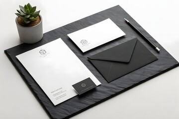 Professional Black and White Stationery Mockup &ndash; Minimalist Corporate Branding Design