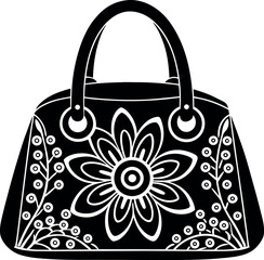 Handbag With Laser Cut Floral Design Shallotte On White Background