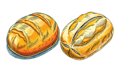 Fresh Baked Artisan Bread Loaves Clipart - Rustic Golden Brown Bread Illustration