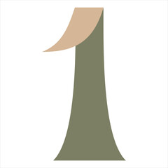Modern, Abstract Number One Design in Beige and Olive Green