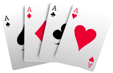 Four of a Kind is a Four Of A Kind poker hand consisting of four cards of Ace, Ace of Hearts, Spades, on a white background