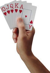 Playing cards in hand on a clean background