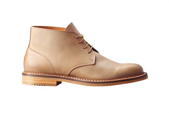 Elegant tan leather chukka boot isolated on a black background fashion and footwear