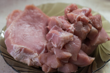 Chopped pork chop for goulash