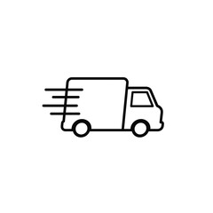 Delivery van moving swiftly in minimalist line art style  