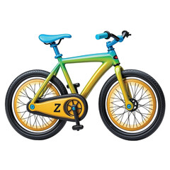 Fototapeta premium Colorful children's bicycle with yellow chain guard and green frame 