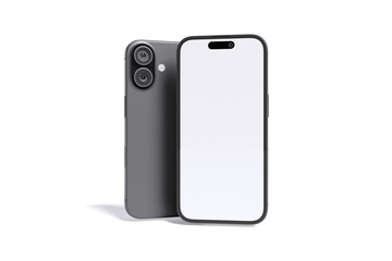Smartphone mockup with blank white screen on a grey background Photo mockup modern on gray background