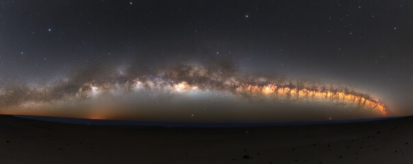 Milky Way Arch Over Desert Landscape, Astrophotography, Night Sky Astrophotography, Milky Way