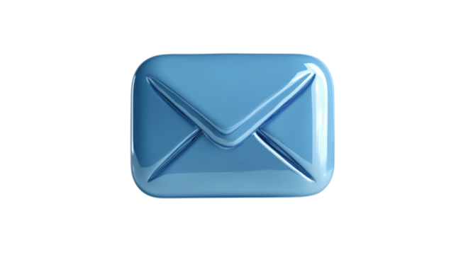 blue mail icon on white background