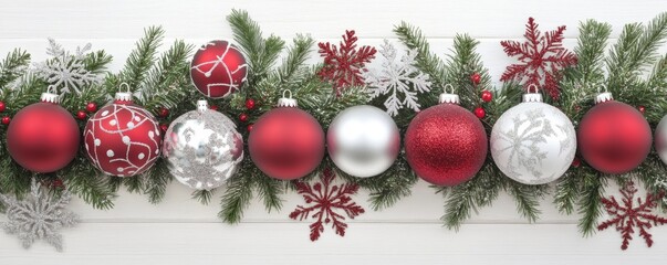 Red and Silver Christmas Ornament Garland, Christmas Decorations, Holiday Decor