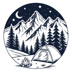 adventure under the stars illustration scene