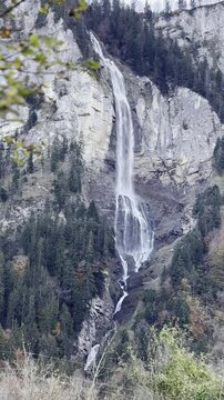 Unterbach magical high waterfall in Switzerland
