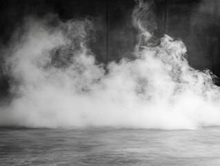 White Smoke on Dark Concrete Background, Fog, Steam Smoke, Concrete