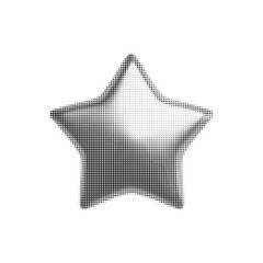 Vector illustration of a halftone star, perfect for retro designs and pop art-inspired projects. Trendy monochrome dotted pattern ideal for creative backgrounds and vintage themes.