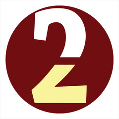 Simple, Round Number Two in Maroon and Pale Yellow