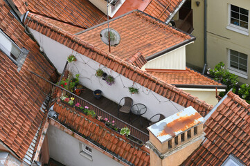 Aerial view of the old town architecture of Vilnius