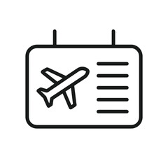 Obraz premium Airport arrival board icon with airplane in line style