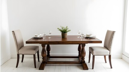 Modern luxury dining room interior with wooden table and stylish chairs, a perfect design for contemporary home decor
