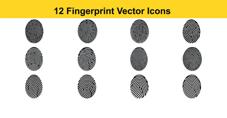 black and white fingerprint set vector 