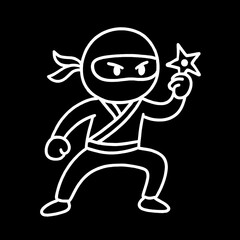 Fototapeta premium Cartoon Ninja Holding Shuriken Vector Illustration
