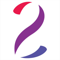Abstract Number Two Design with Red and Purple Gradients