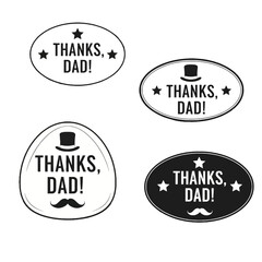 Charming Thanks, Dad Sticker Set with Vintage-Inspired Black-and-White Illustrations
