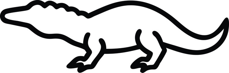 Simple alligator outline shows reptile walking with its short legs and thick tail design
