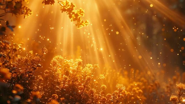forest with amazing magical gold background