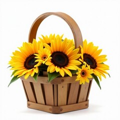 basket with sunflowers