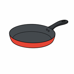 Vibrant Red Frying Pan Kitchen Tool
