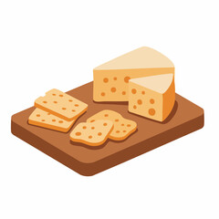 Cheese Board with Crackers Food Illustration