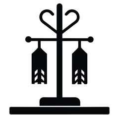Coat Rack Silhouette Vector Icon 