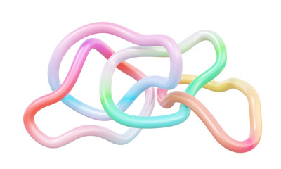 Gradient line colorful spiral tangled modern curve wave design artwork on isolated background. 3d render illustration