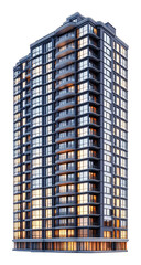 PNG Luxury highrise building at dusk architecture urban city.