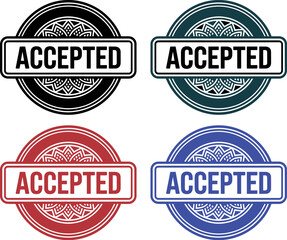 Obraz premium Image of accepted text inside a badge with decorative circle design