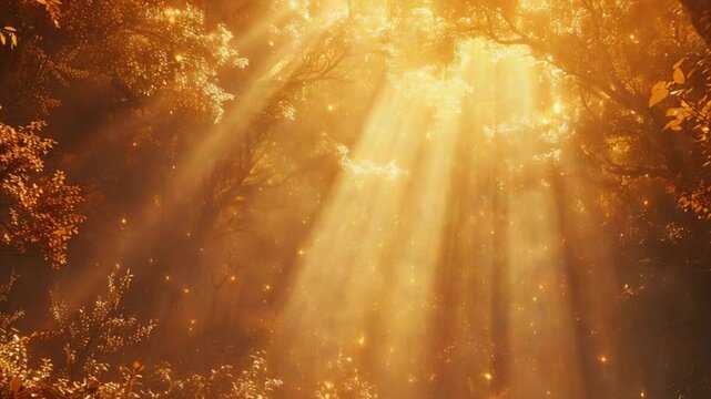 forest with amazing magical gold background