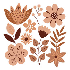 Minimal Flat Botanical Flowers and Leaves