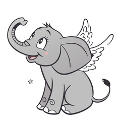 Fototapeta premium A cute elephant with wings with it 