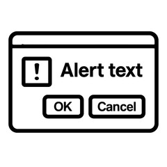 Outline Vector Icon of Alert Message Box with OK and Cancel Buttons