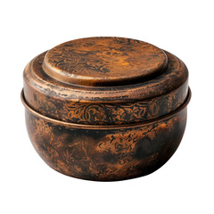 Antique decorative bowl with intricate floral patterns, showcasing rich, aged patina. This unique piece adds touch of elegance and history to any decor