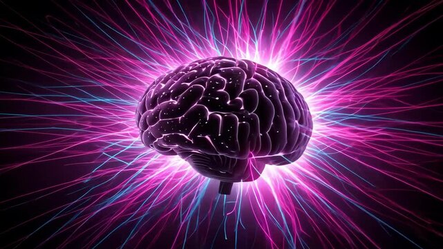 An abstract visualization of a brain surrounded by dynamic energy.