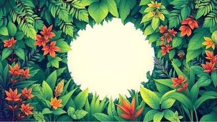 Lush Greenery Framing Round Cutout Space