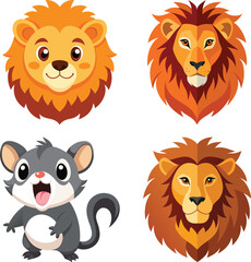 Fototapeta premium Cute Cartoon Lion Cute character design of the lion