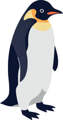 Obraz premium Emperor penguin standing upright vector illustration with black white and orange colors 