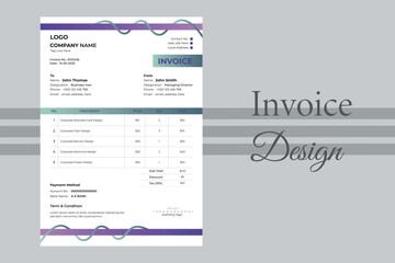 Creative invoice vector design template