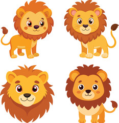 Cute Cartoon Lion  Cute character design of the lion

