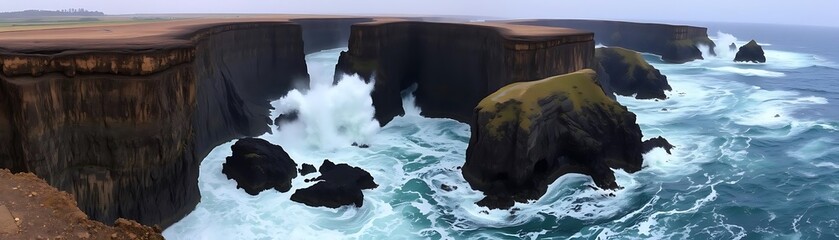 Coastal Cliffs and Waves